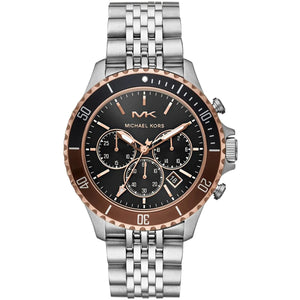 Michael Kors MK8725 Men’s Black Dial Two-Tone Stainless Steel Bayville Chronograph Watch - Luxury Hub Store