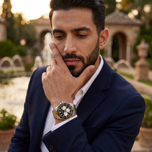 Lifestyle photo of Guess U1107G6M watch on a man's wrist