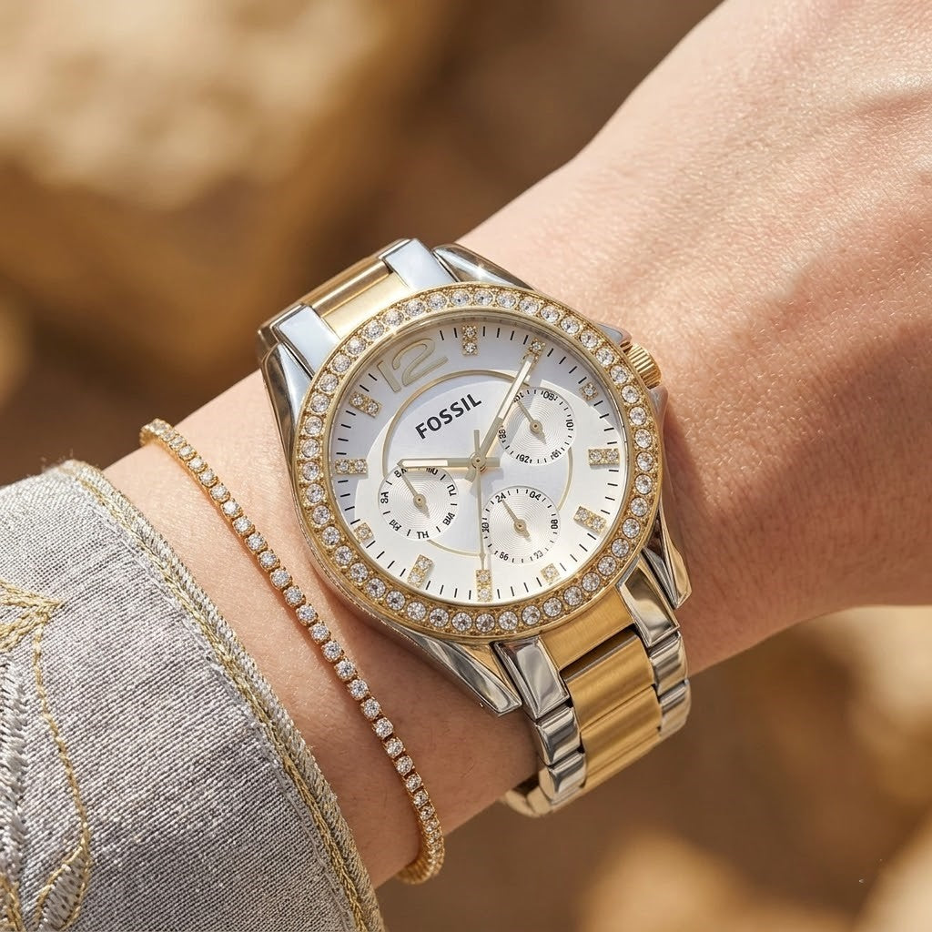 Fossil Riley ES3204 Multi-Function Two-Tone Stainless Steel Women's Watch