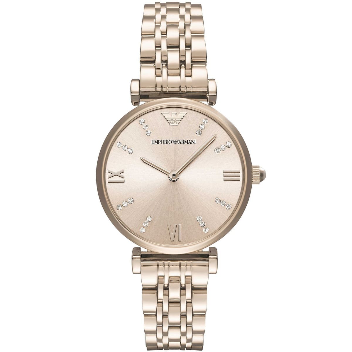 Emporio Armani Gianni T-Bar AR11059 women watch with rose gold round case and matching dial