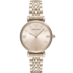 Emporio Armani Gianni T-Bar AR11059 women watch with rose gold round case and matching dial