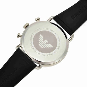 Back case of Emporio Armani AR11143 with engraved eagle logo and serial number