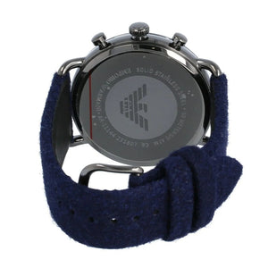 Emporio Armani Aviator AR11144 men's chronograph watch - gray dial blue fabric strap