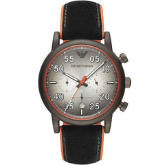 Emporio Armani Luigi AR11174 men's chronograph watch - gray dial black leather strap