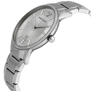 Side profile of Emporio Armani AR11189 showing ultra-slim 8mm silver case