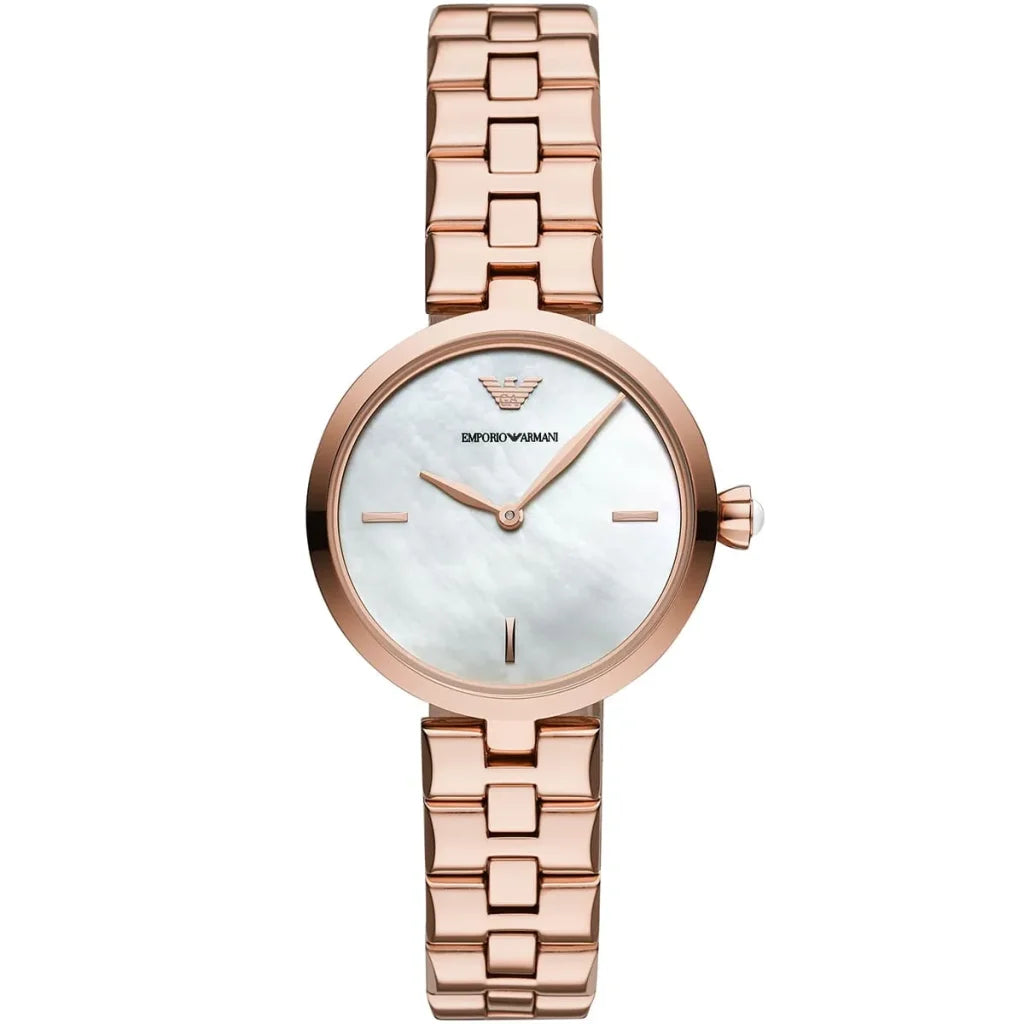 Emporio Armani Arianna AR11196 ladies watch with rose gold case and mother of pearl dial