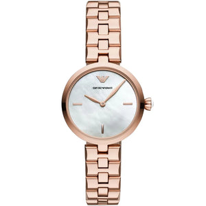 Emporio Armani Arianna AR11196 ladies watch with rose gold case and mother of pearl dial