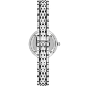 Stainless steel case back view of the Emporio Armani AR11204 showing logo and model details