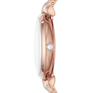Left side perspective showing the polished rose gold finish and signature T-Bar lug connection