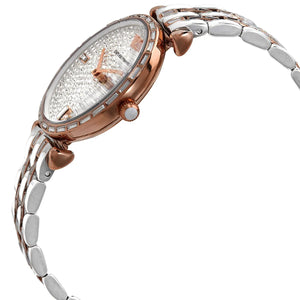 Emporio Armani AR11293 Women’s Crystal Dial Two-Tone Silver Rose Gold Stainless Steel Gianni T-Bar Watch - Luxury Hub Store