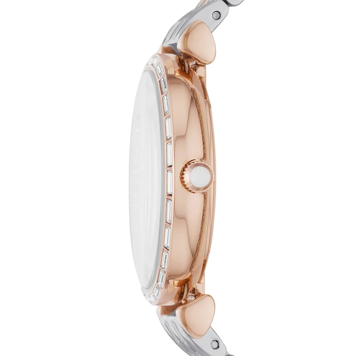 Emporio Armani AR11293 Women’s Crystal Dial Two-Tone Silver Rose Gold Stainless Steel Gianni T-Bar Watch - Luxury Hub Store