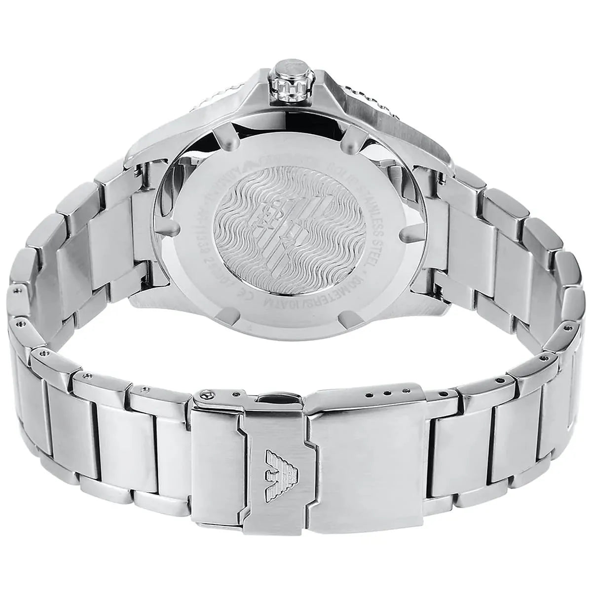 Detailed view of silver stainless steel link bracelet for AR11339 Diver