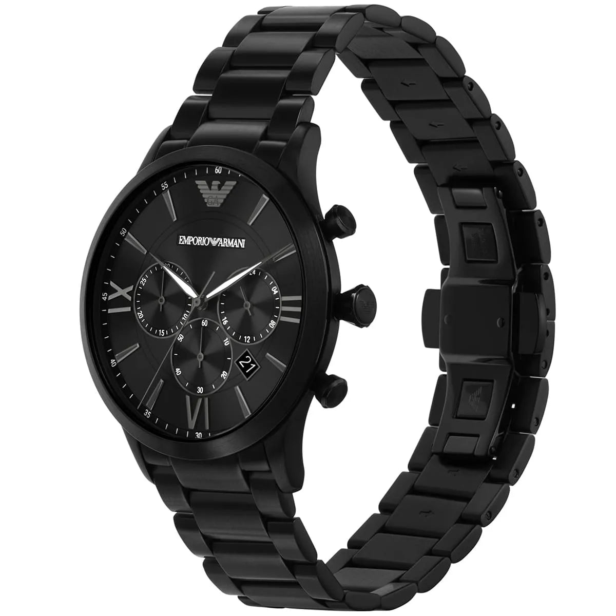 Emporio Armani AR11349 Men’s Black Dial Black Stainless Steel Giovanni Chronograph Watch - Luxury Hub Store