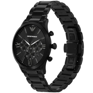 Emporio Armani AR11349 Men’s Black Dial Black Stainless Steel Giovanni Chronograph Watch - Luxury Hub Store
