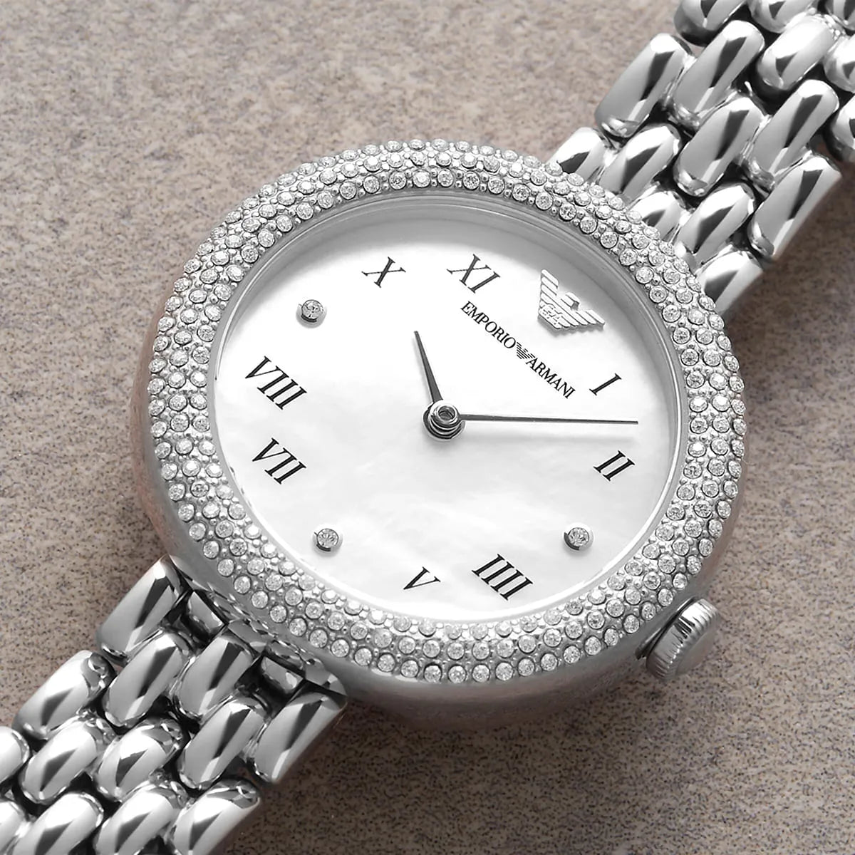 Emporio Armani AR11354 Women’s Mother of Pearl Dial Stainless Steel Rosa Watch - Luxury Hub Store