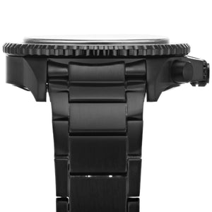 Side view of Emporio Armani AR11363 showing black crown guards and pushers