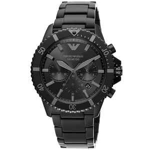 Emporio Armani AR11363 Diver Men's Watch All Black Dial Stainless Steel Bracelet