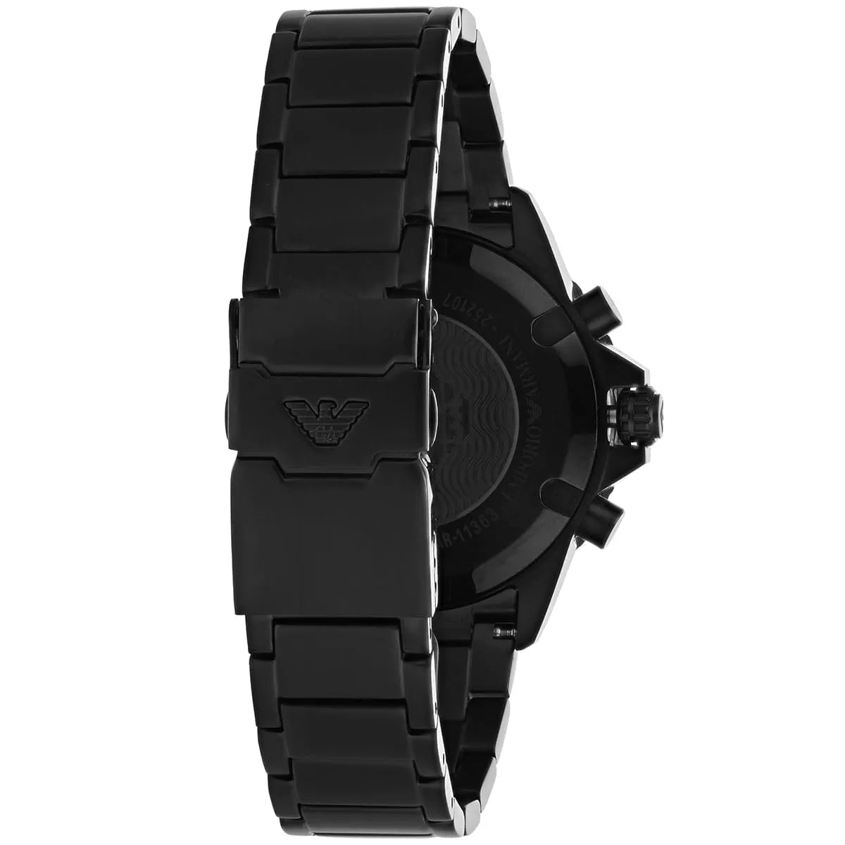 Back case of Emporio Armani AR11363 showing 100 meters water resistance
