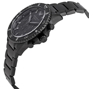 Side view of Emporio Armani AR11363 showing black crown guards and pushers