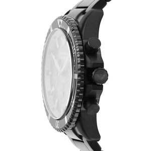 Side view of Emporio Armani AR11363 showing black crown guards and pushers