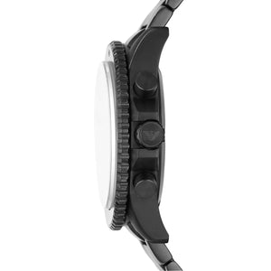 Side view of Emporio Armani AR11363 showing black crown guards and pushers