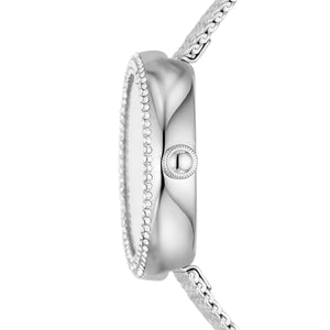 Right side profile view of the slim silver-tone case on the Emporio Armani AR11380