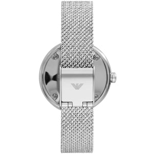 Silver-tone stainless steel sliding clasp on the mesh bracelet of Emporio Armani AR11380