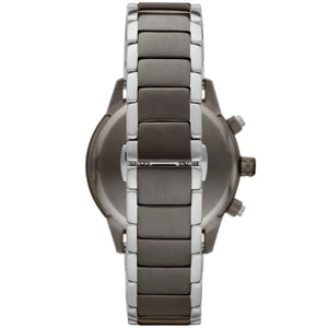Back case of Emporio Armani AR11391 with engraved eagle logo and serial number