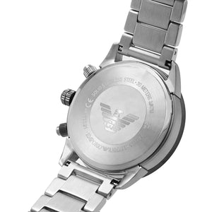 Back case of Emporio Armani AR11391 with engraved eagle logo and serial number