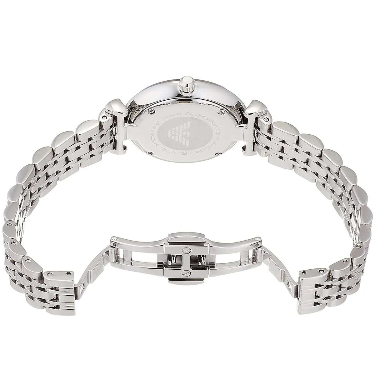 Silver deployment butterfly clasp with Armani logo for AR11445 women's watch