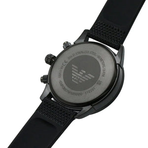 Black stainless steel case back of Emporio Armani AR11453 with model details
