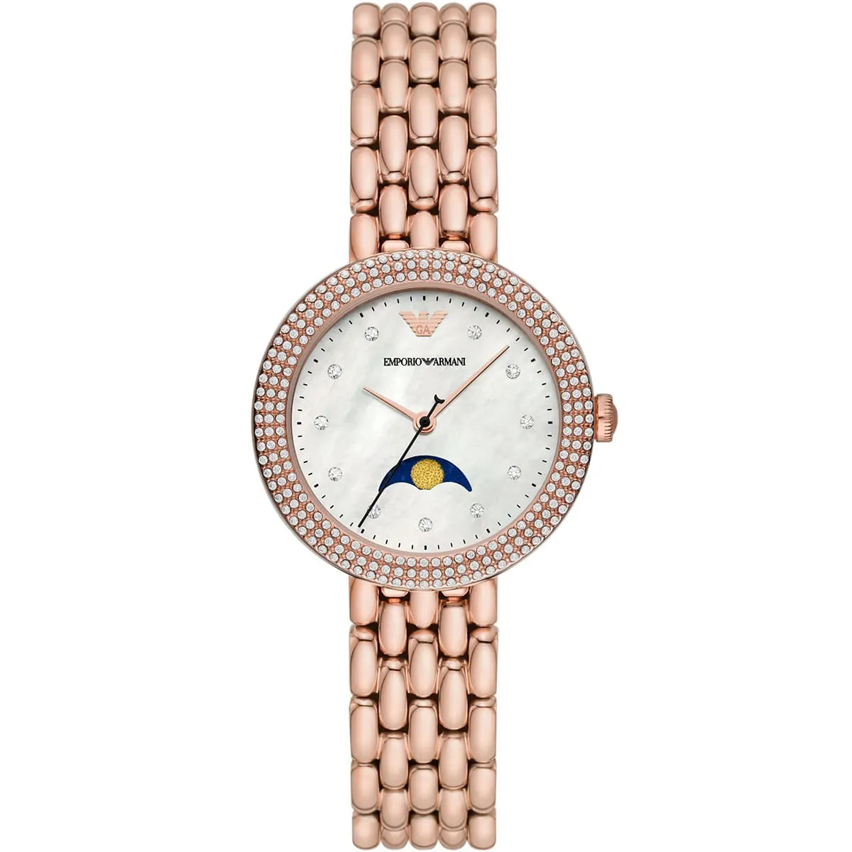 Emporio Armani Rosa AR11462 women watch with rose gold case and celestial moonphase dial