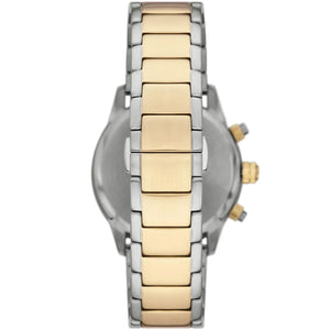 Detailed view of two-tone silver and gold stainless steel link bracelet for AR11521