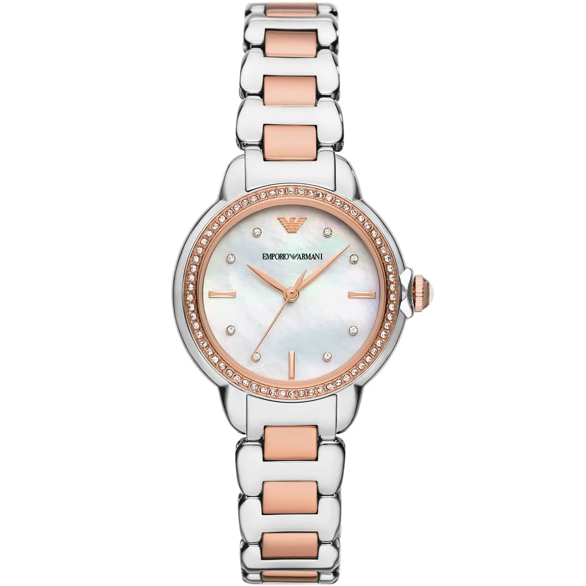 Emporio Armani Mia AR11569 women watch with two-tone case and white mother of pearl dial