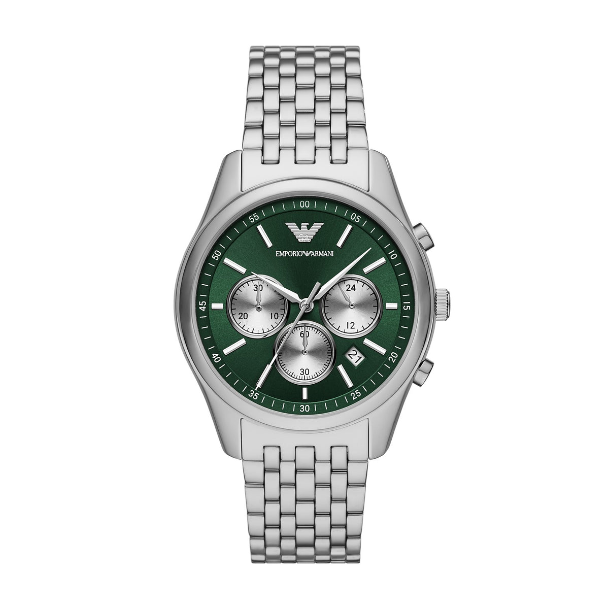 Emporio Armani Antonio AR11581 Men's Chronograph Watch – Green Dial & Silver Stainless Steel Strap