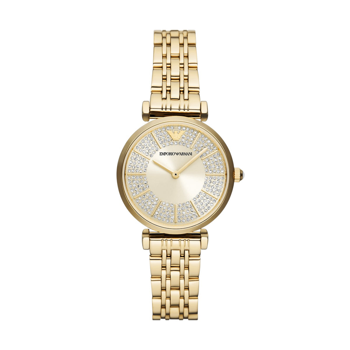 Emporio Armani Gianni T-Bar AR11608 Women's Watch – Champagne Crystal Dial & Gold Stainless Steel Strap