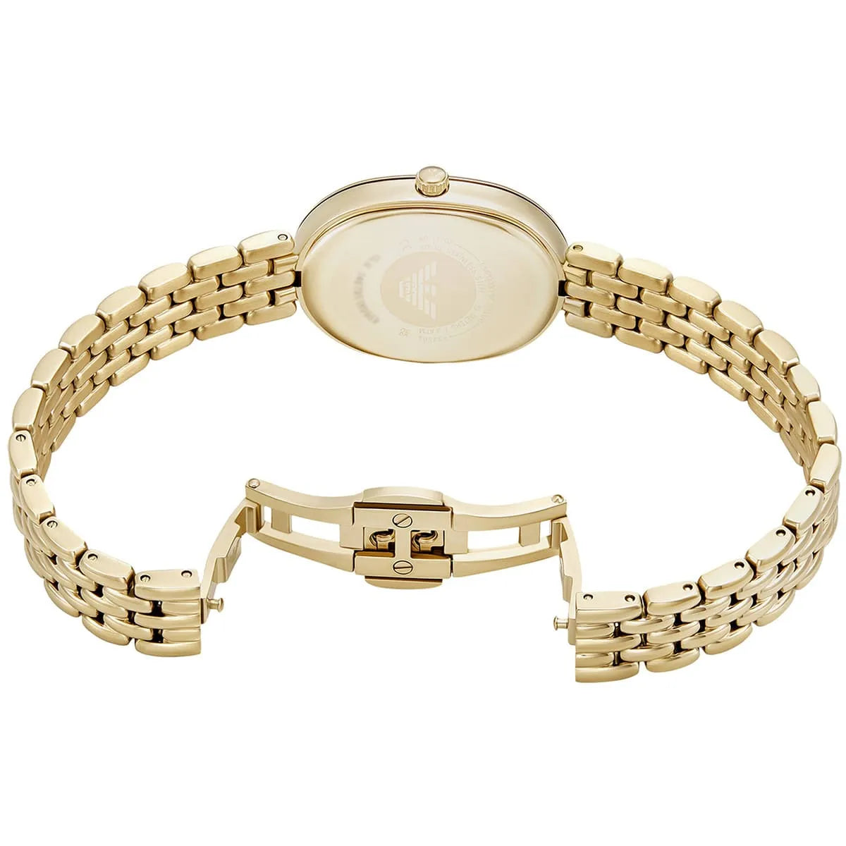 Photo of the gold-tone jewelry clasp on the Emporio Armani AR11707 gold watch