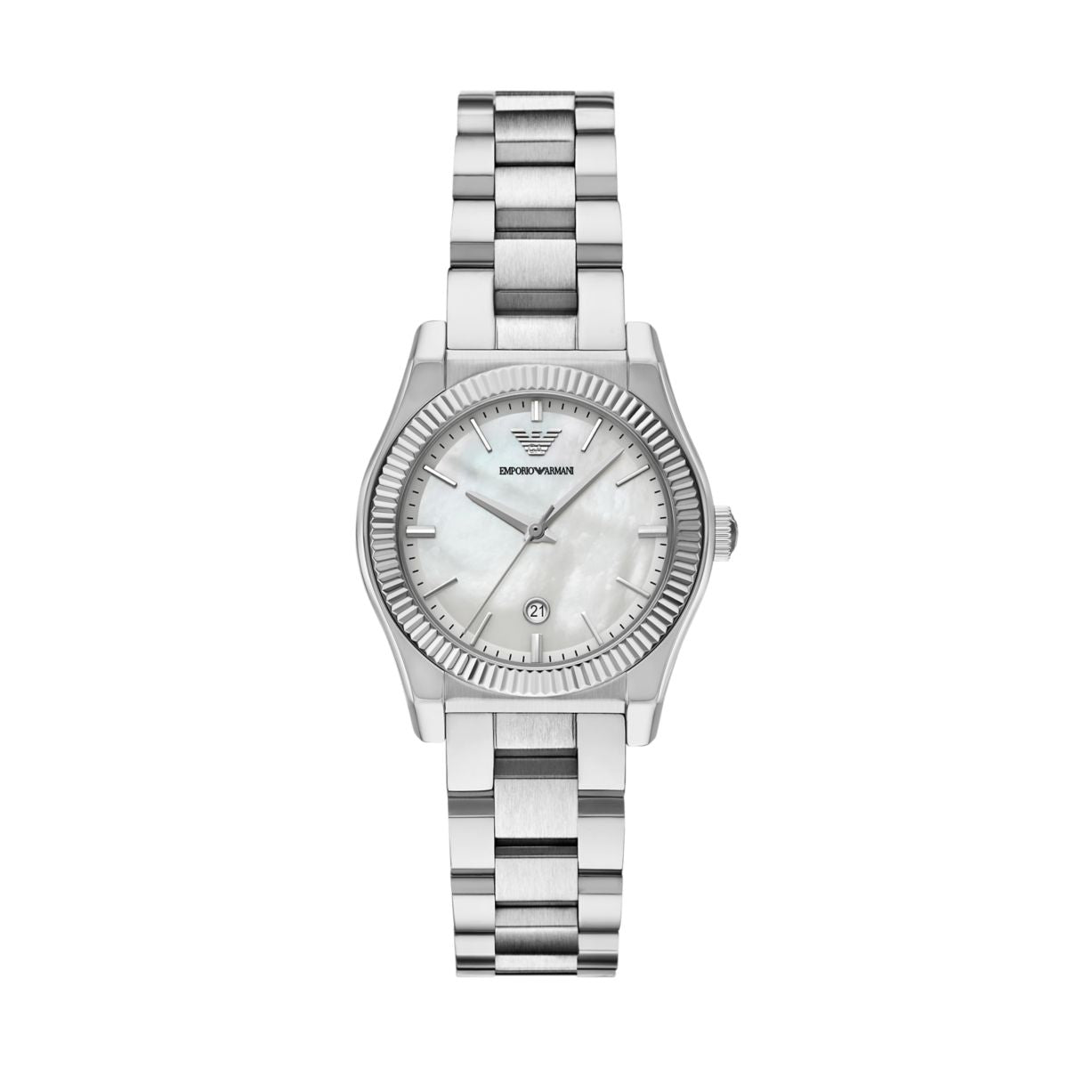 Emporio Armani Federica AR11723 Women's Watch – White Mother of Pearl Dial & Silver Stainless Steel Strap