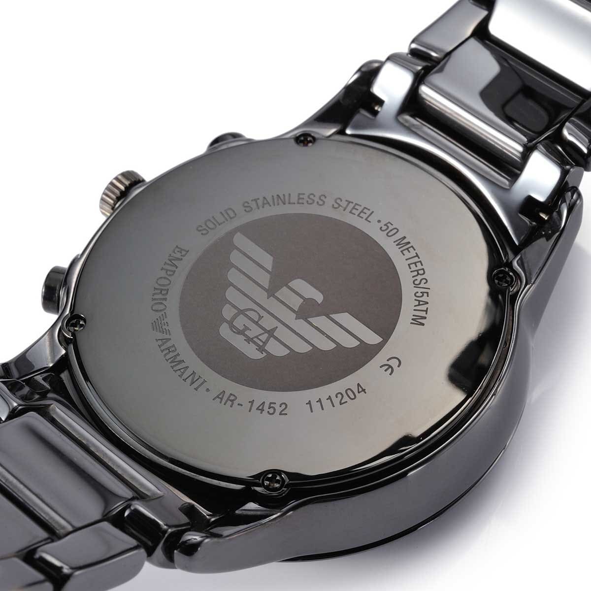Emporio Armani AR1452 Men’s Black Dial Black Ceramic Ceramica Chronograph Watch - Luxury Hub Store