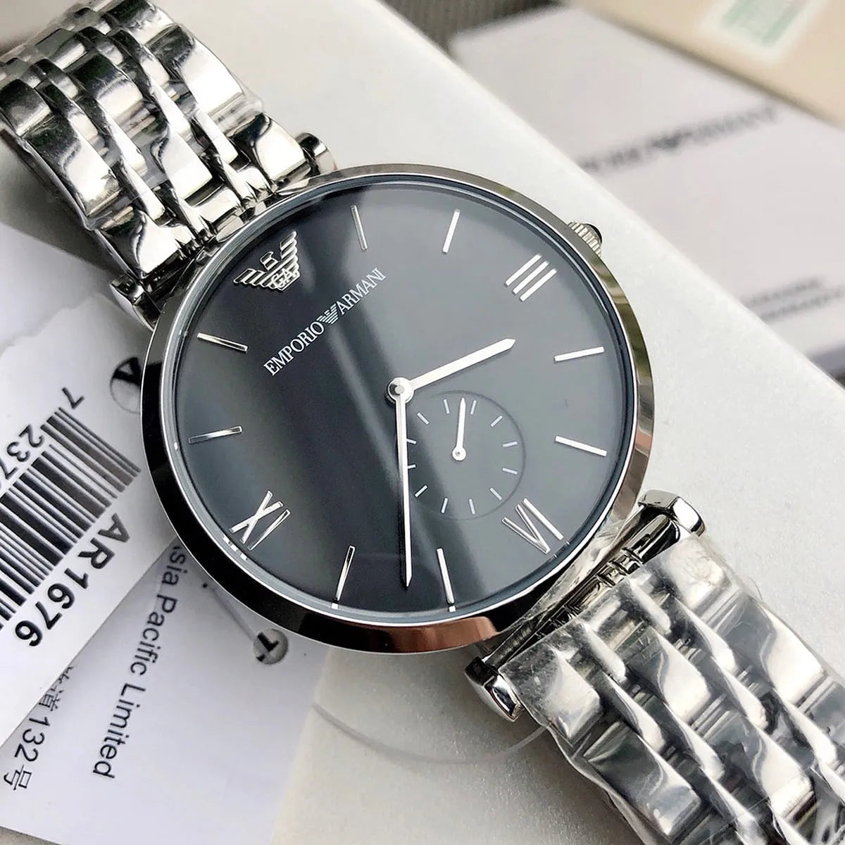 Close-up of Emporio Armani AR1676 small seconds sub-dial at 6 o'clock