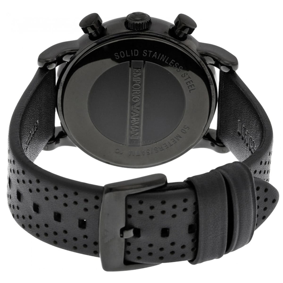 Back case of Emporio Armani AR1737 with engraved eagle logo and serial number