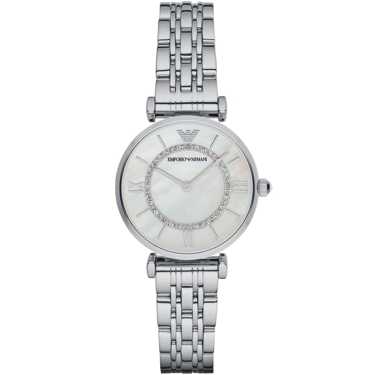 Emporio Armani AR1908 Women’s White Dial Silver Stainless Steel Gianni T-Bar Watch - Luxury Hub Store