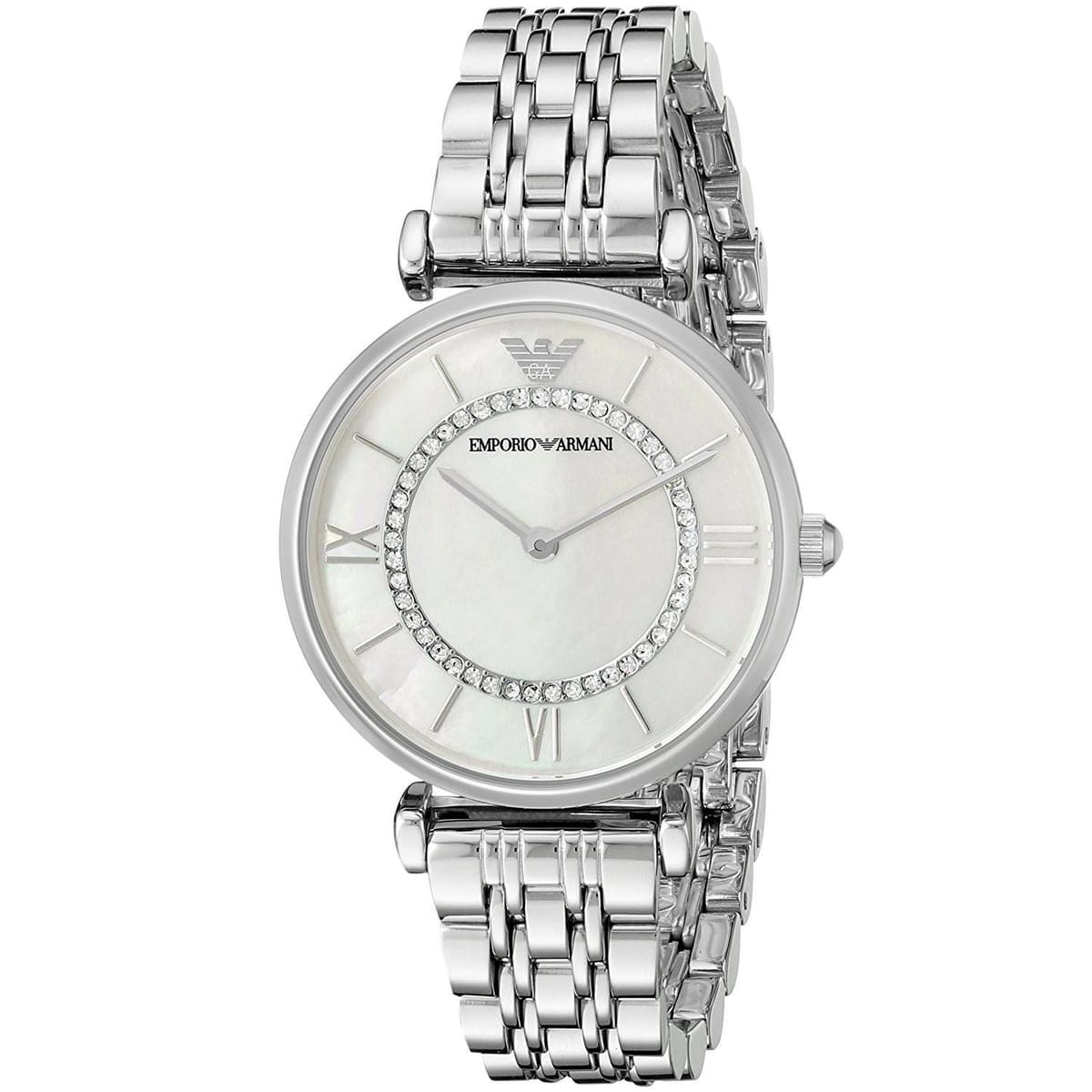 Emporio Armani AR1908 Women’s White Dial Silver Stainless Steel Gianni T-Bar Watch - Luxury Hub Store