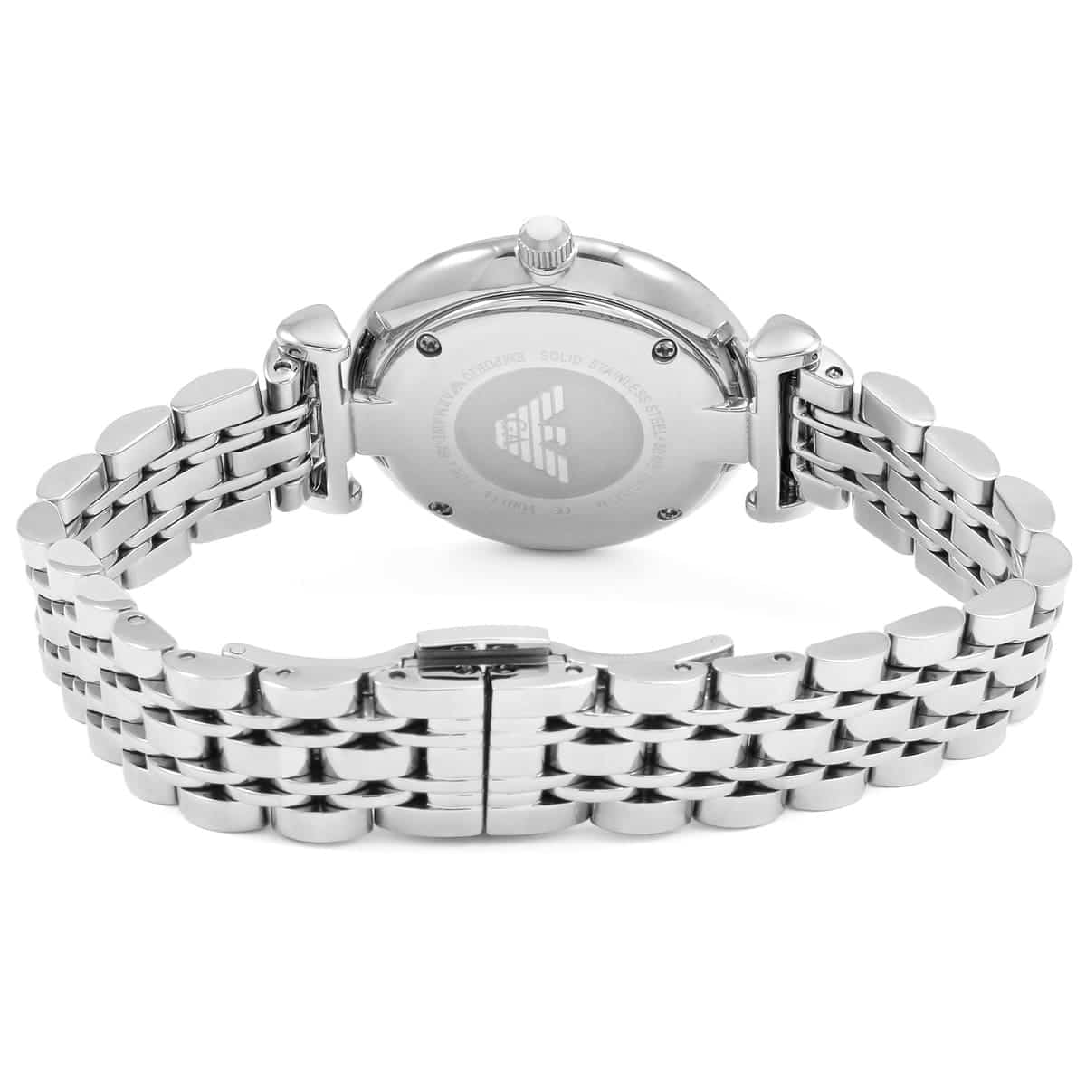 Emporio Armani AR1908 Women’s White Dial Silver Stainless Steel Gianni T-Bar Watch - Luxury Hub Store