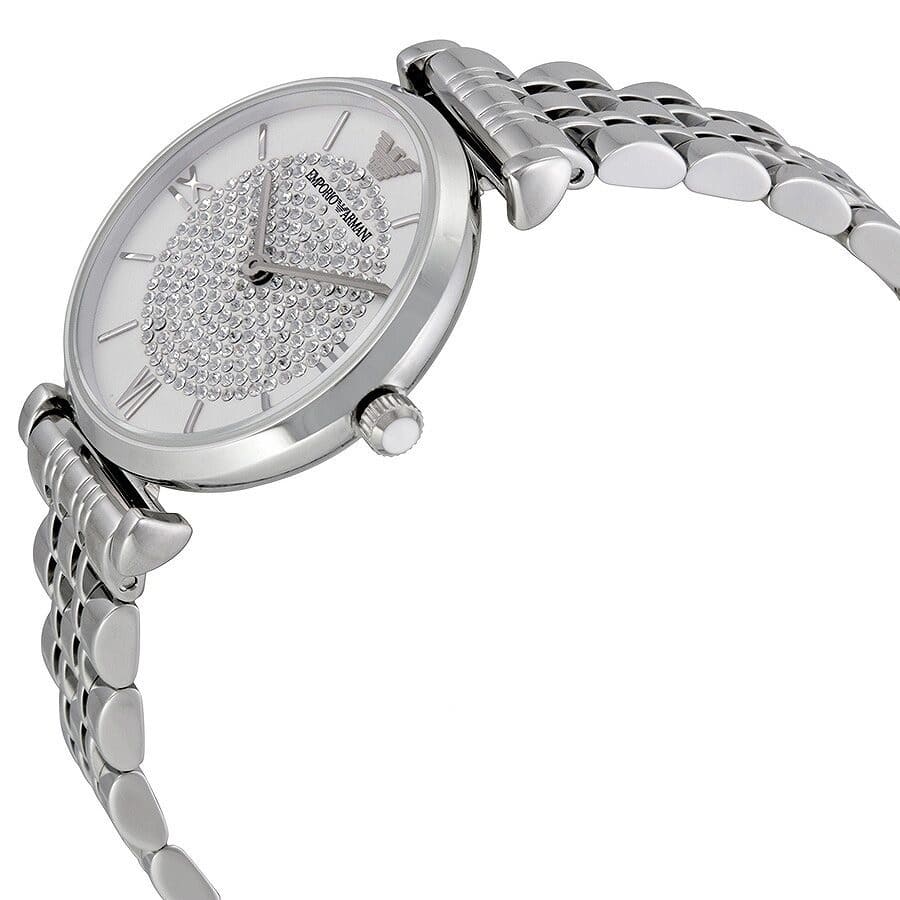 Right side profile view of the slim 8mm silver-tone case on the Emporio Armani AR1925