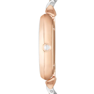 Left side perspective showing the polished rose gold finish and signature T-Bar lug connection
