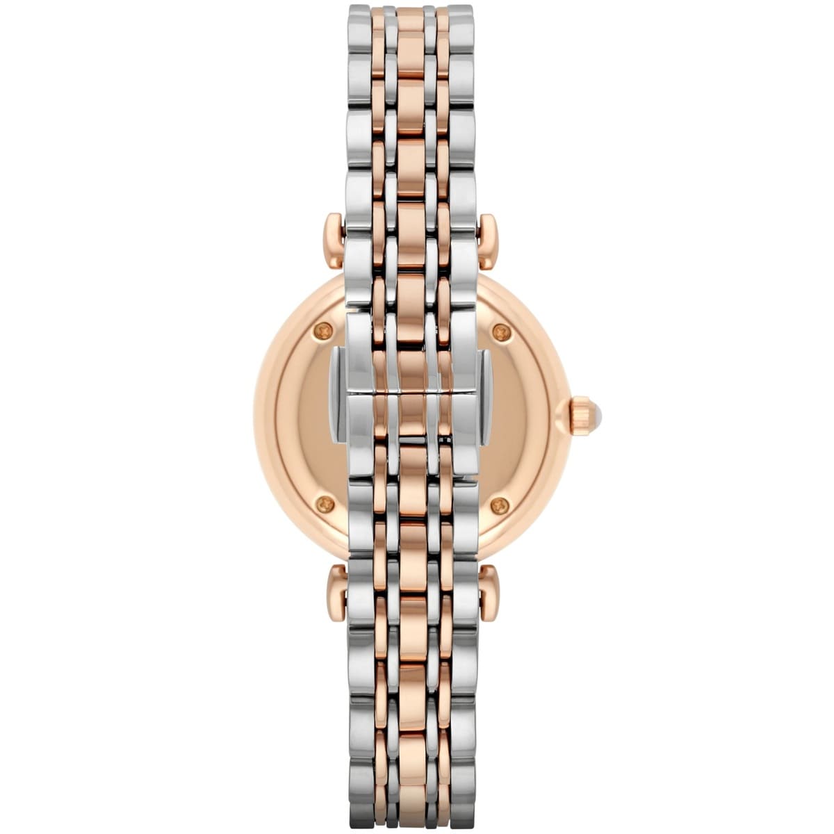 Stainless steel case back view of the Emporio Armani AR1926 showing logo and model details