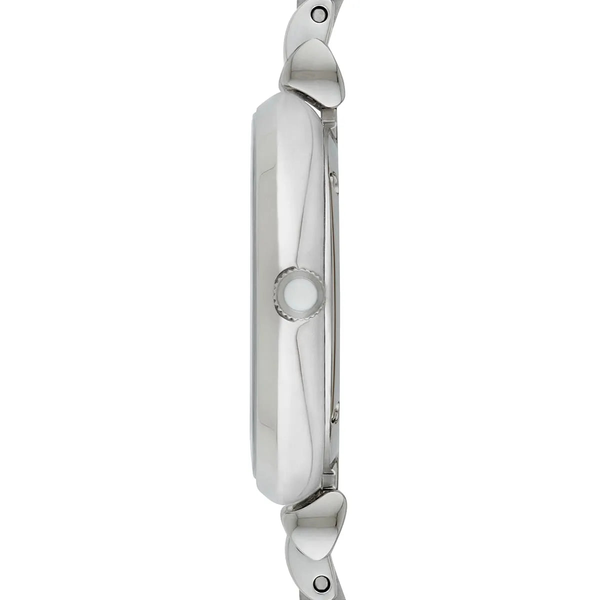 Right side profile view of the slim 8mm rose gold-tone case on the Emporio Armani AR1987