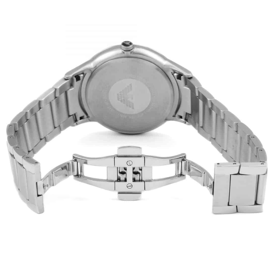 Hidden deployment clasp with Armani logo for AR2457 silver steel watch