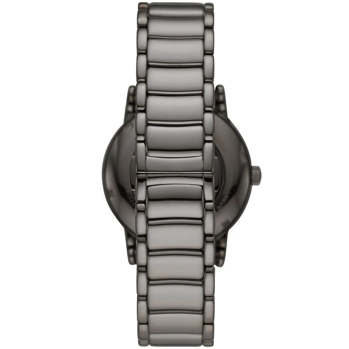 Gunmetal-tone deployment butterfly clasp with Armani eagle logo for the AR60029 watch